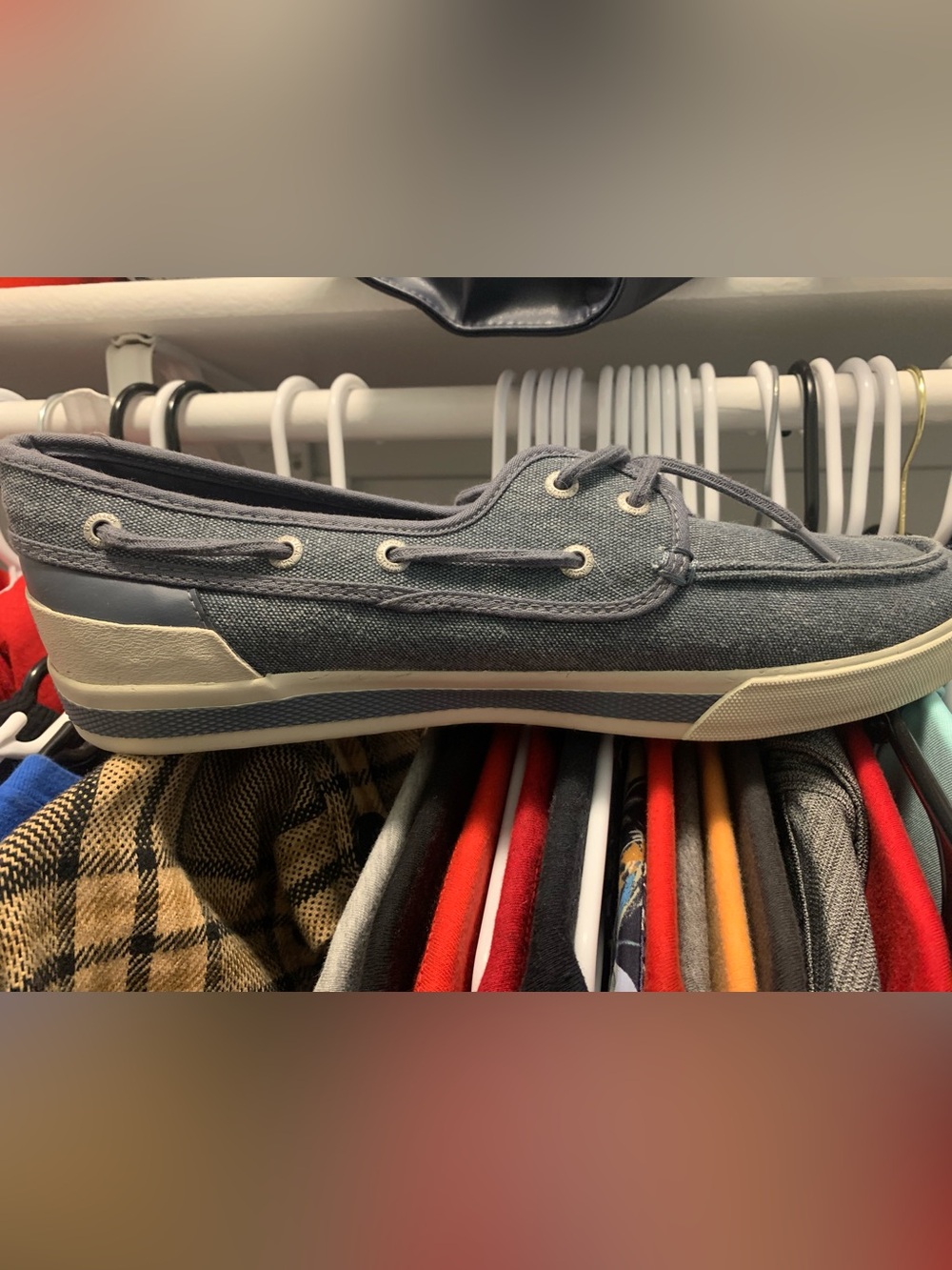 Nautica Men's Canvas Boat Shoe in Gray Blue